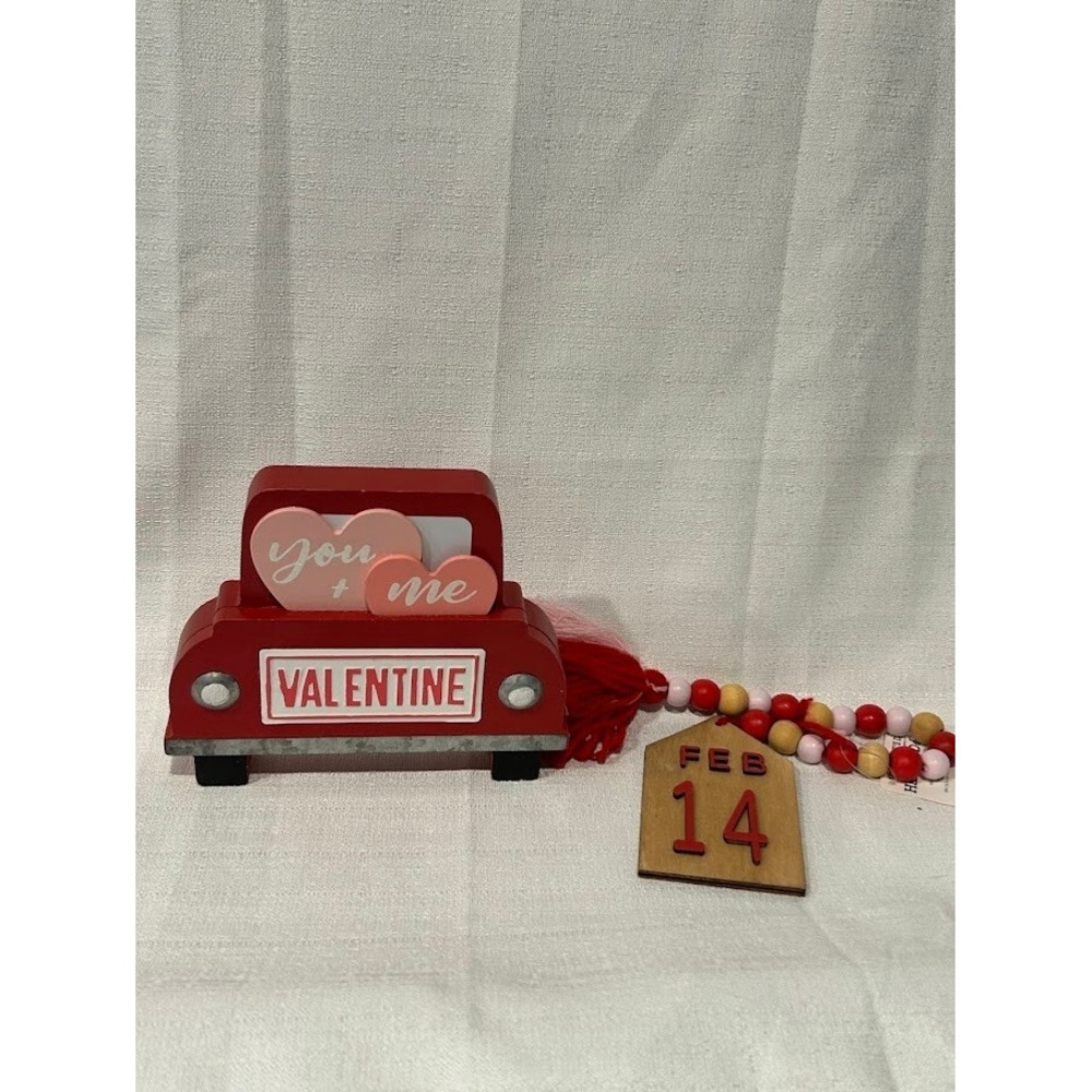 Lot Of 2- Valentine‎ Day Decor Red Truck Beads